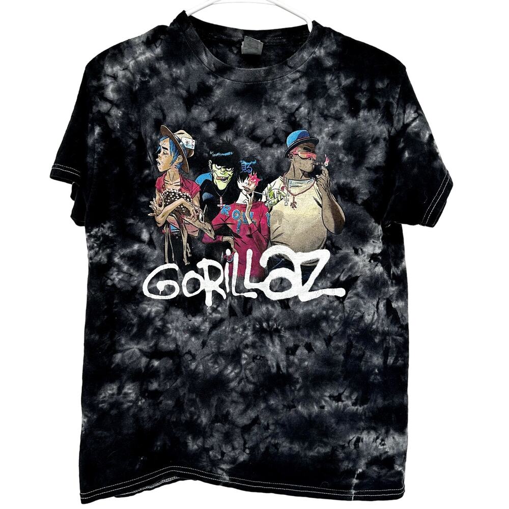 Gildan Gorillaz Virtual Band Tee Tie Dye T-Shirt Graphic Print Rock Black Medium